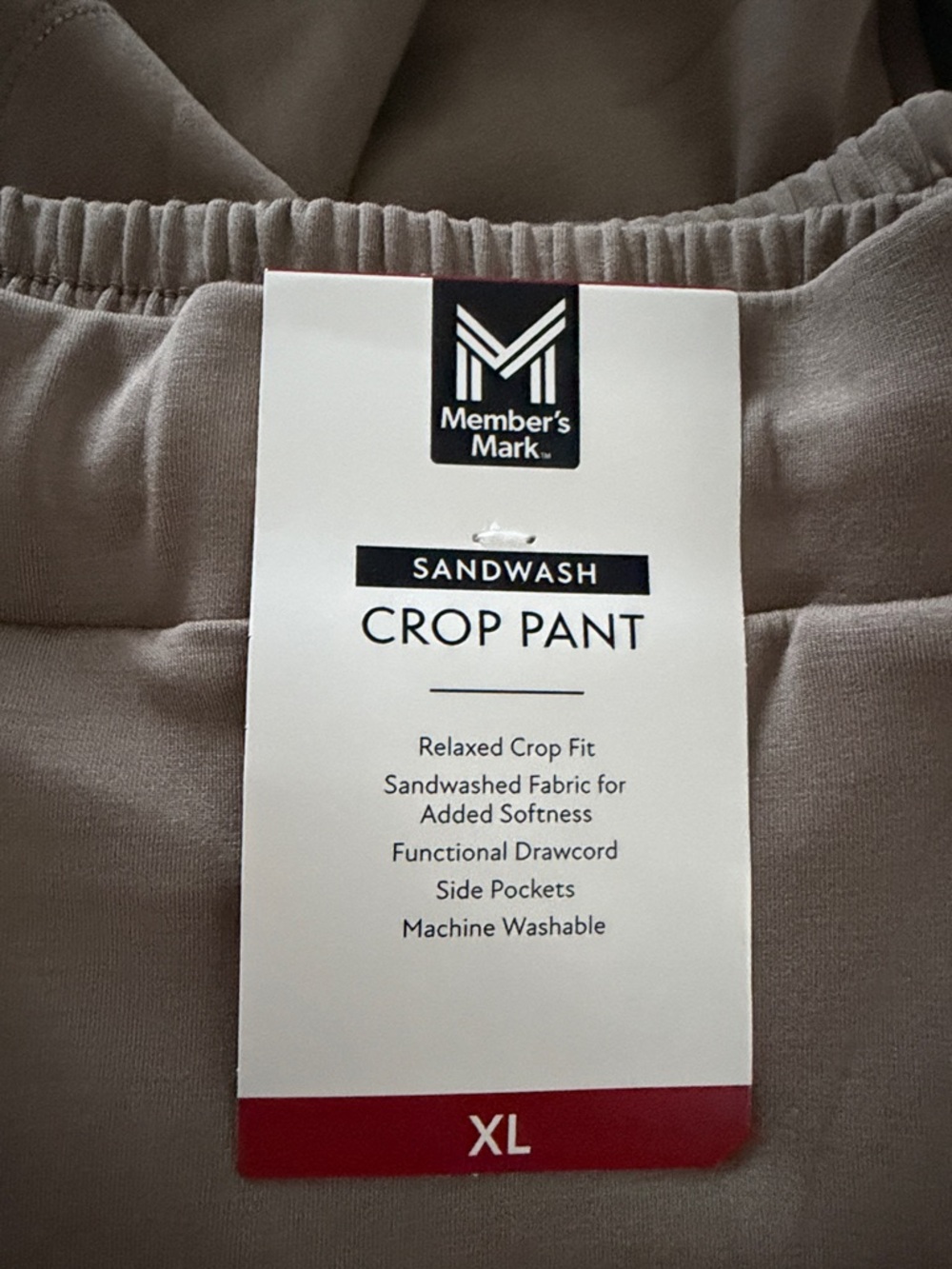 Women's Cropped Drawstring Pants in Taupe XL sandwash crop - Picture 2 of 8